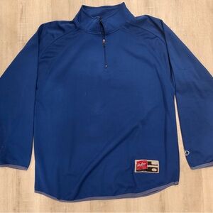 Rawlings Quarter Zip Pullover Blue Mens Large Athletic Baseball Jacket